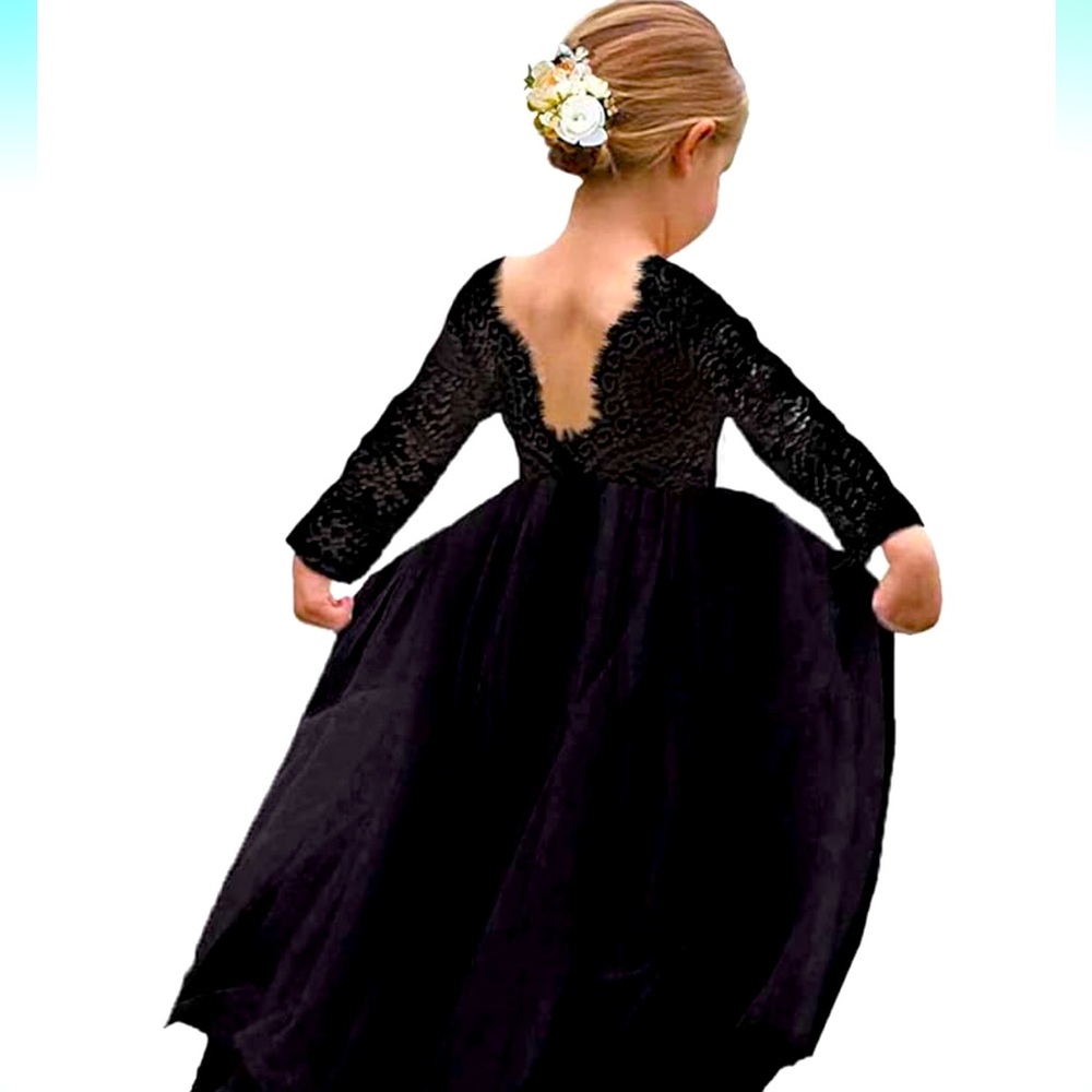*Like New* Girl Full-Length Straight Tulle Tutu Lace Back Dress (Size 6/7)